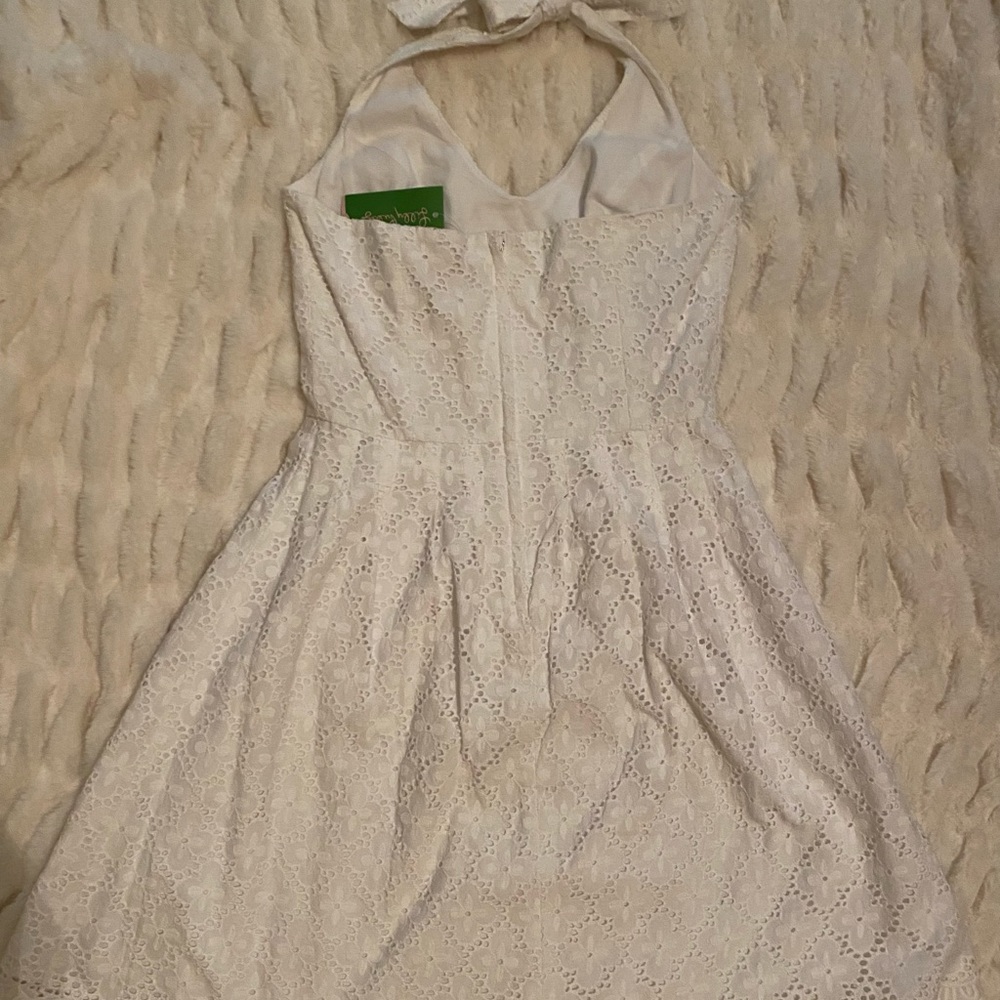 Lilly Pulitzer Halter Dress Charleston Eyelet Size 4 74702 Resort White -NWT - Picture 3 of 9